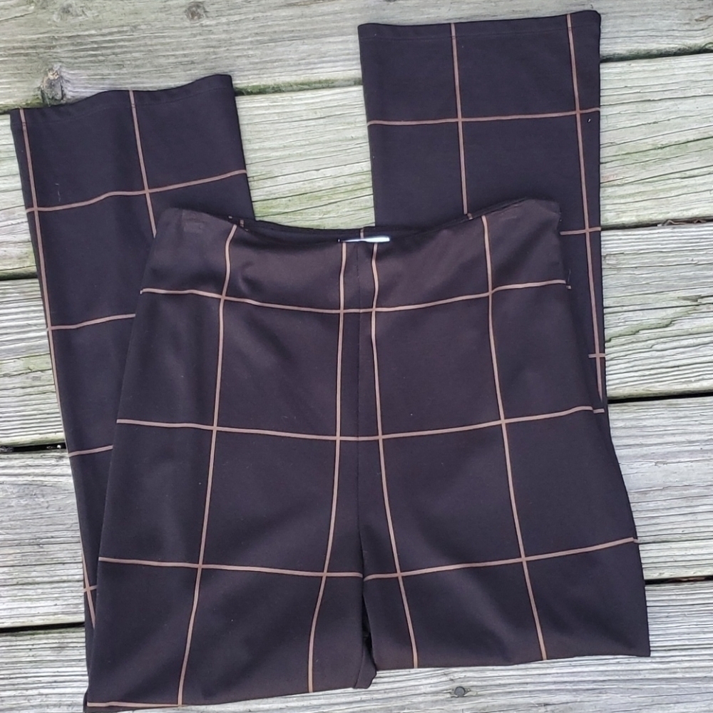 Leith Black Plaid tan no waist pants Small